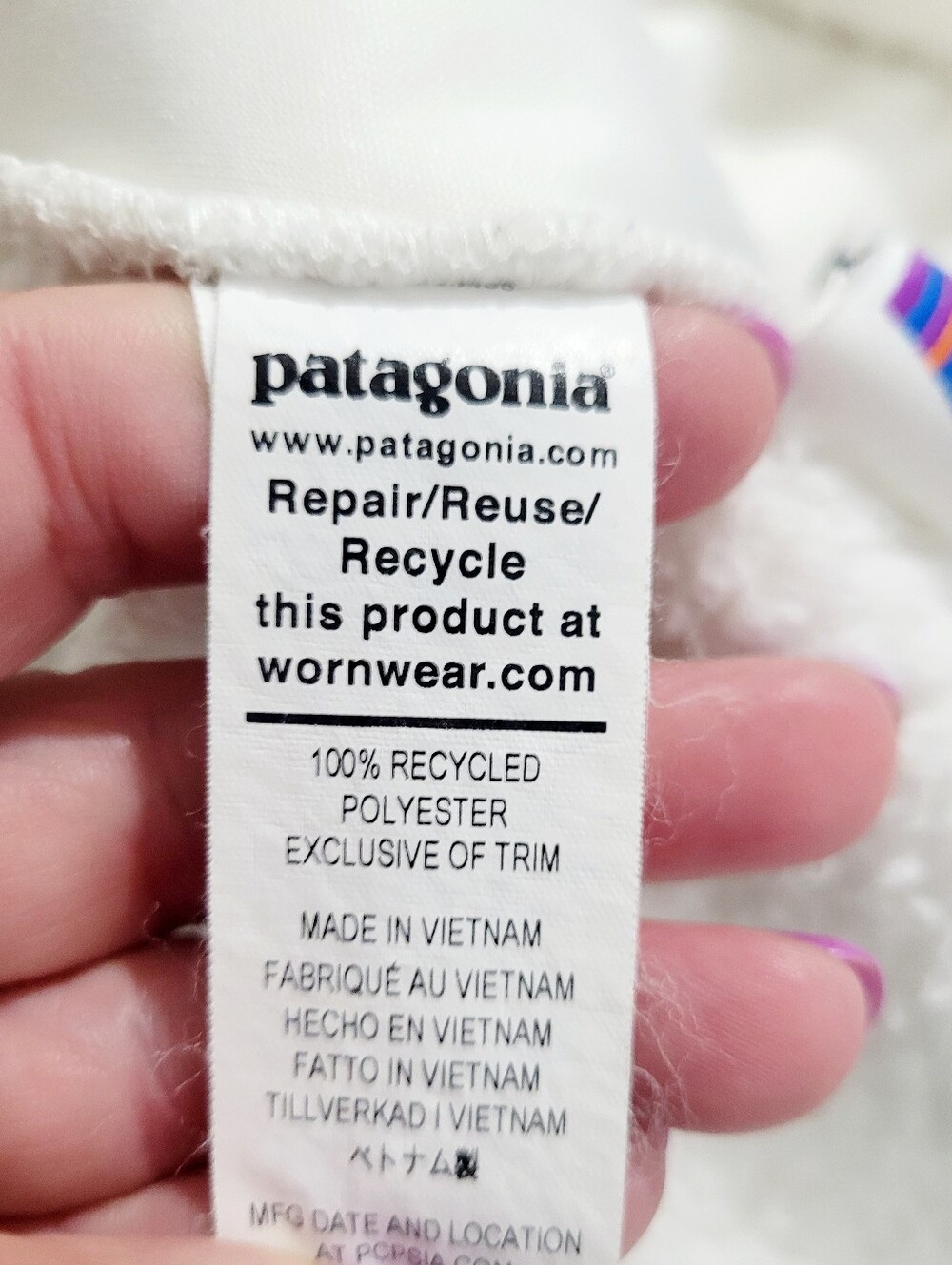Patagonia Los Gatos Fleece Hoodie Jacket Women's Ivory Full Zip Teddy Sherpa Med - Picture 11 of 13